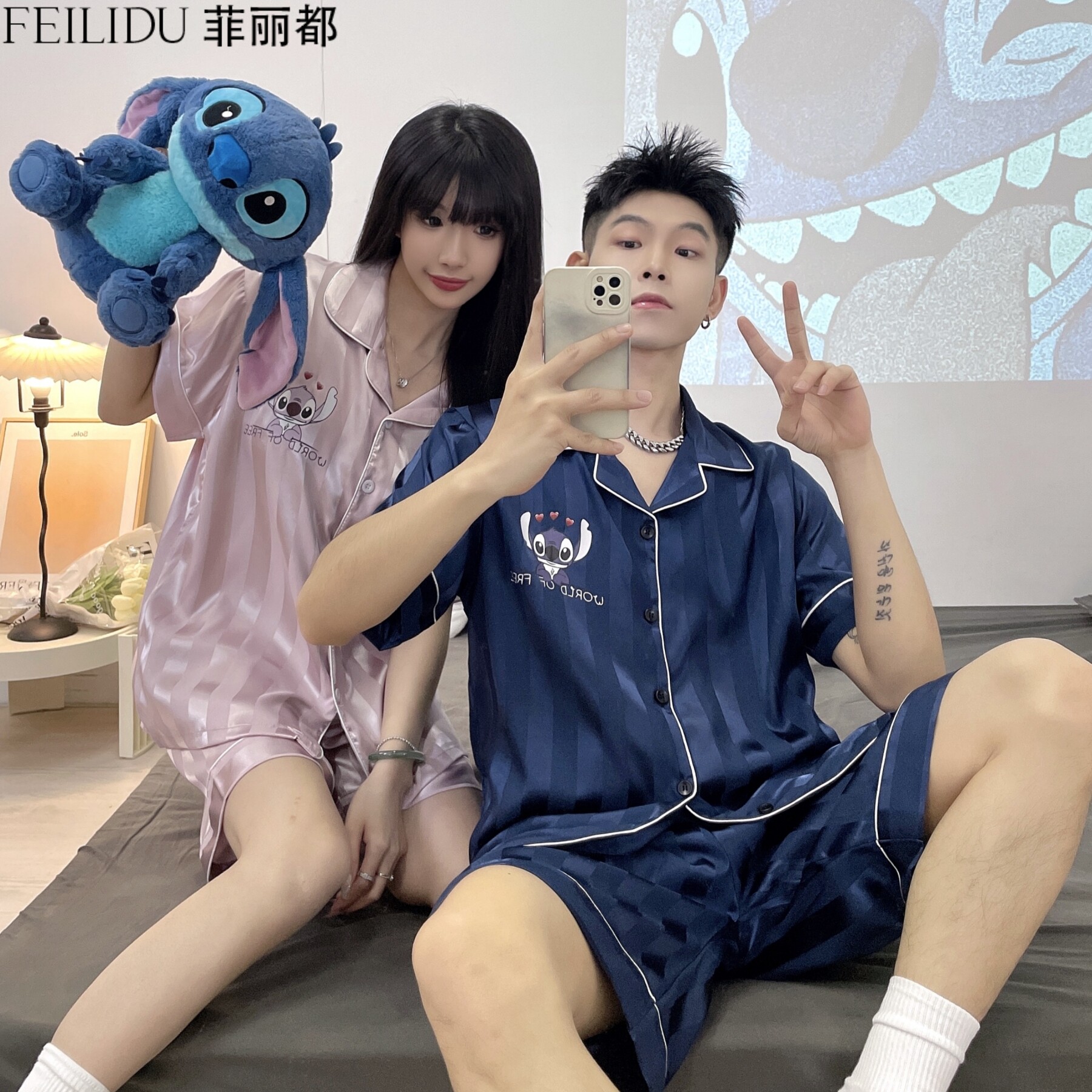 情侣冰丝睡衣夏季薄款短袖套装卡通可爱2025超火新款男女士家居服