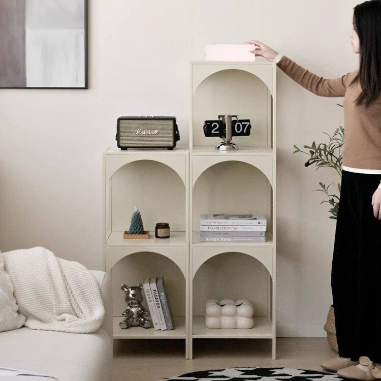 创意铁艺客厅落地置物架卧室书架角落书柜杂物收纳架展示柜奶油风,收纳整理,书桌收纳置物架,淘宝优惠券,粉丝福利购,淘宝优惠卷