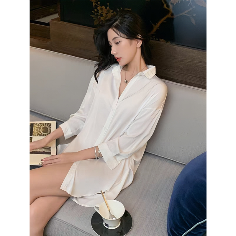bf男友风白衬衫性感睡衣女