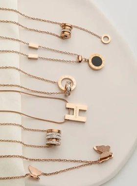 不掉色钛钢项链女2025年新款高级感小众设计轻奢网红锁骨链