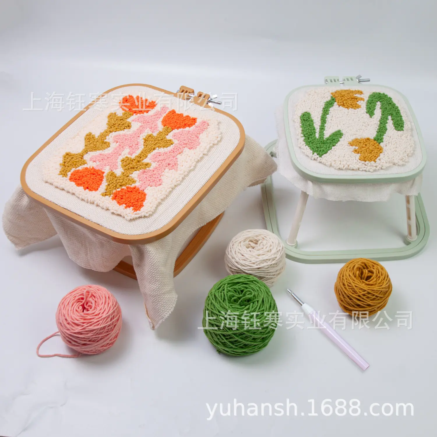 彩色双层桌面绣绷绣架双层绣绷一体式abs绣绷戳戳绣刺绣工具