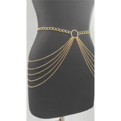 mw3050欧美waist hain简约圆环相接多条波浪流苏侧摆链腰链腰饰