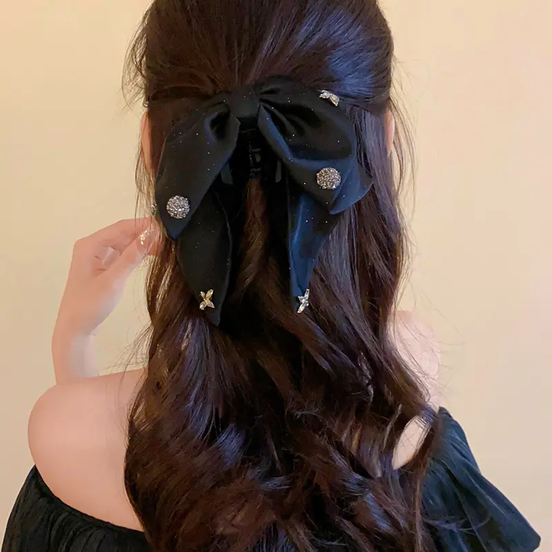 亚克力系带结花朵镶钻发夹温柔气质后脑勺夹韩系百搭发饰