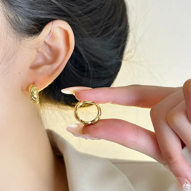 欧美ins风简约时尚几何菱形耳扣女高级感百搭气质925银针耳环耳饰