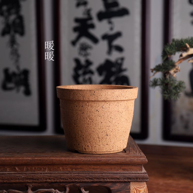 还原烧/培植盆暖暖花器/10cm小圆盆 粗陶盆 复古风格