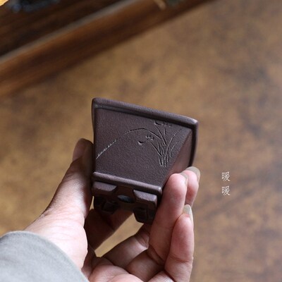 斜口小正方 暖暖精选精品手工紫砂微型盆绿植盆景室内掌中宝