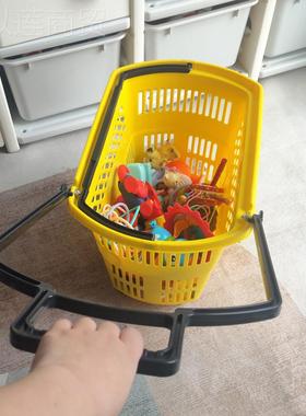 超市菜购物手提篮30678拉带轮塑杆料筐篮子便利店手拉式大号买菜