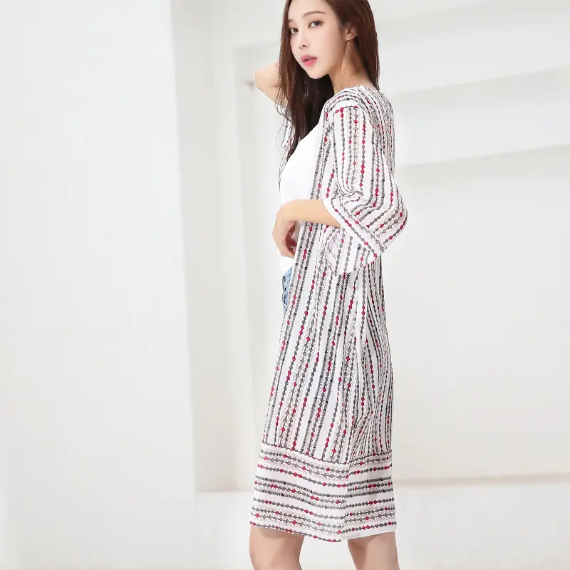 防晒衣女中长款雪纺沙滩外套泳衣外搭开衫比基尼罩衫海边度假披肩