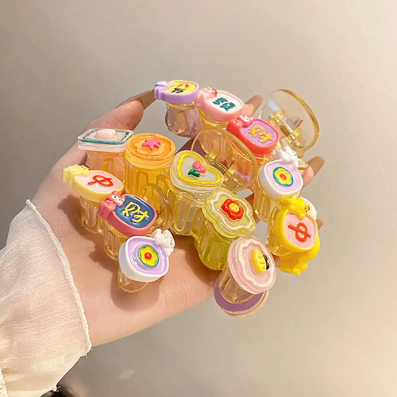 糖果色卡通兔子花朵抓夹小众盘发夹个性新款发饰