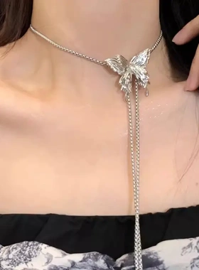 项链抽拉式2023年新款小众设计感锁骨链夏季轻奢长款脖子配饰