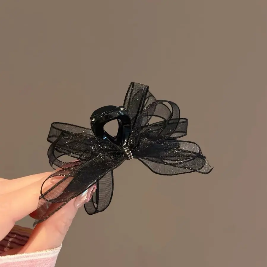 韩国仙气气质欧根纱结抓夹甜美刘海侧边夹发夹发饰新