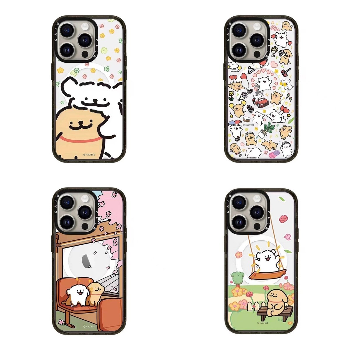 CALG线条小狗Maltese适用苹果手机壳iphone11 12 13 14 15 16 17promax新款外壳高级感小众磁吸2025网红爆款