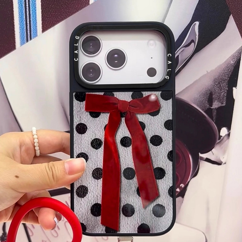 CALG圣诞节波点红蝴蝶结适用苹果手机壳iphone12 13 14 15 16 17promax新款外壳高级感小众磁吸2025网红爆款