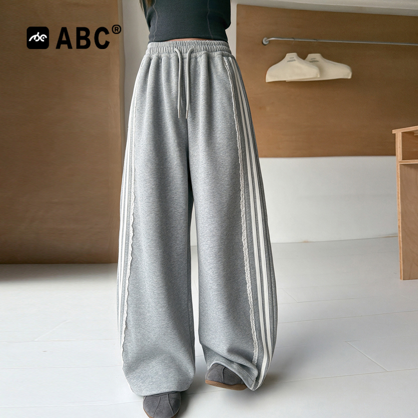 ABC女童春秋侧条运动卫裤图片