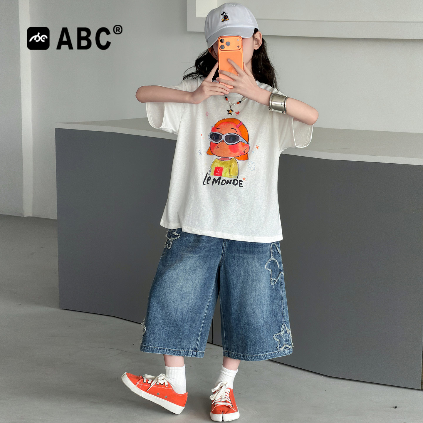 ABC女童夏季韩系印花两件套