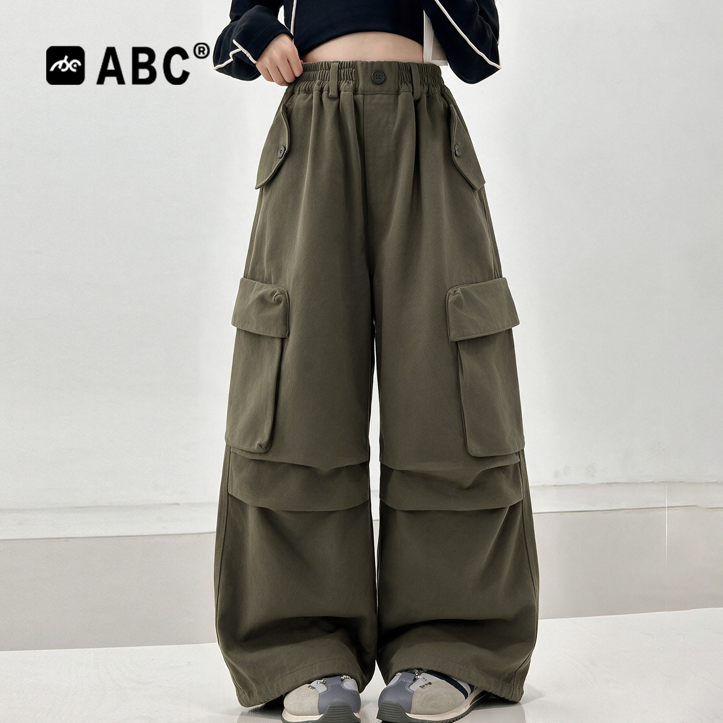 ABC女童春秋工装直筒裤百搭图片