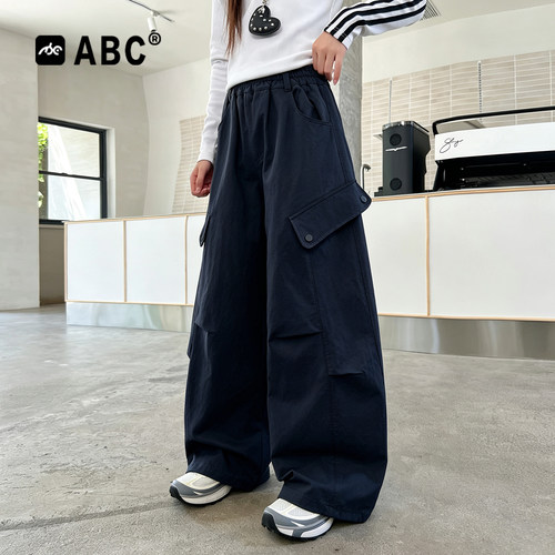 ABC女童春秋工装直筒裤百搭