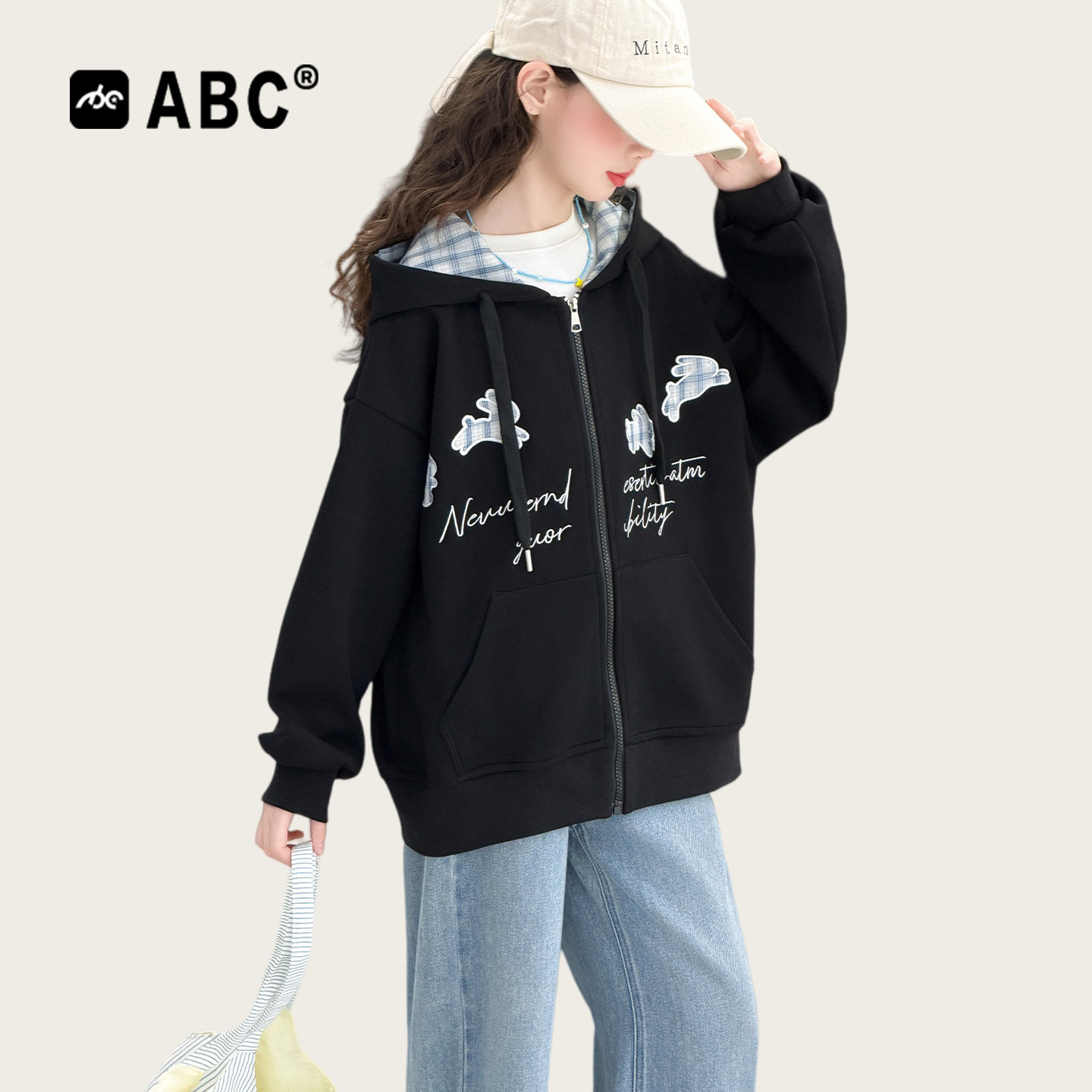 ABC女童连帽绣花韩版春秋外套