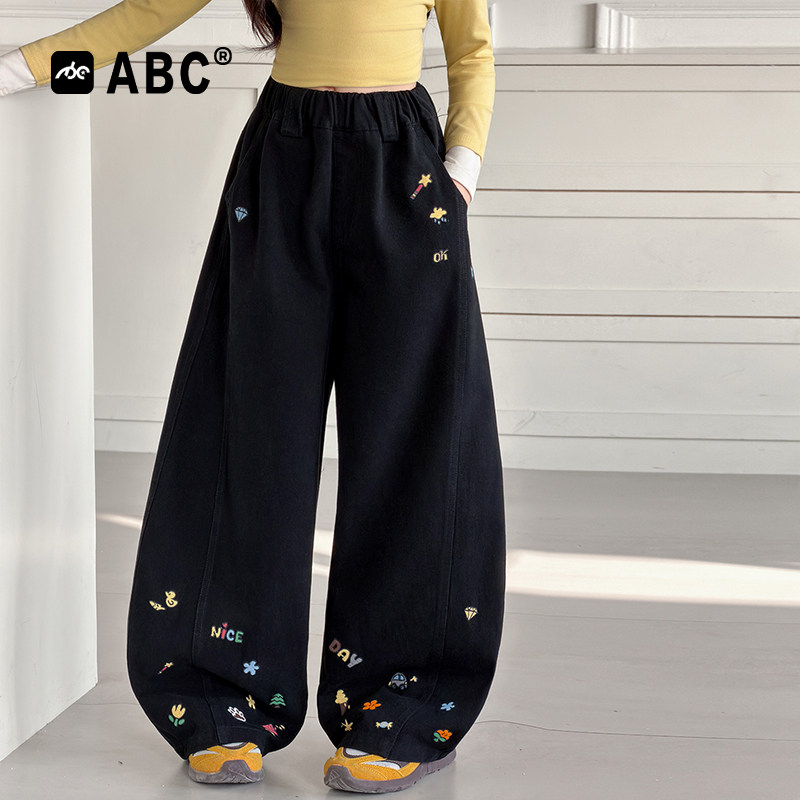 ABC女童春秋裤子中大童阔腿裤