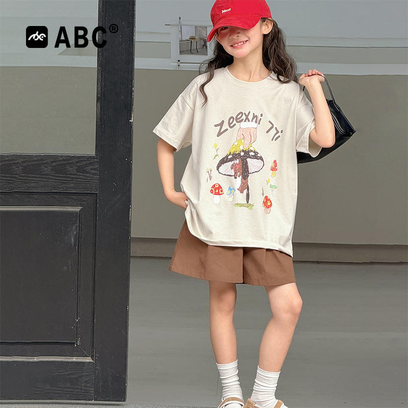 ABC女童夏季时髦短袖短裤套装