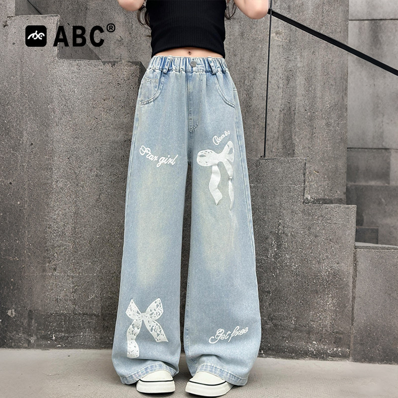 ABC女童春秋裤子中大童牛仔裤