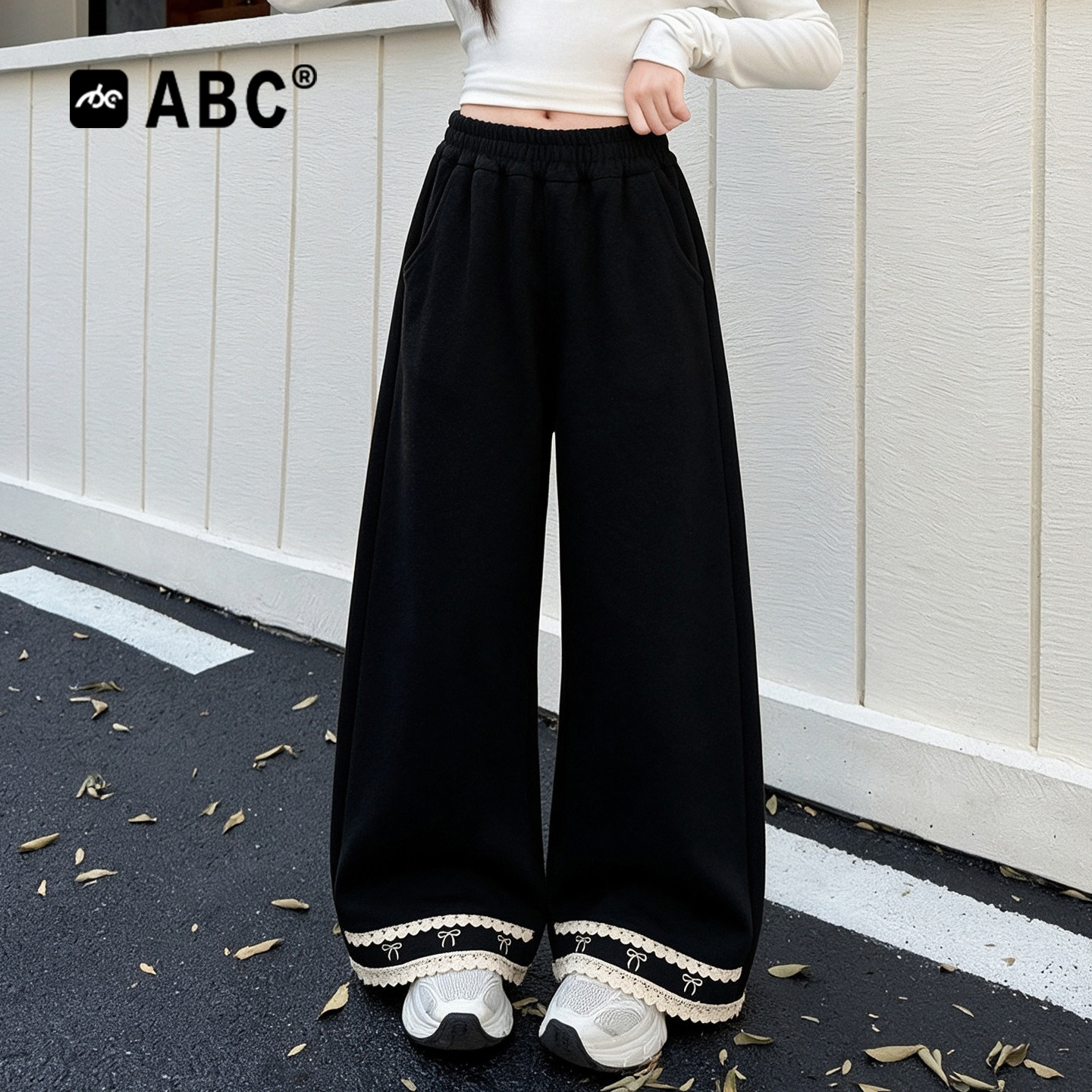 ABC女童春秋花边直筒卫裤图片