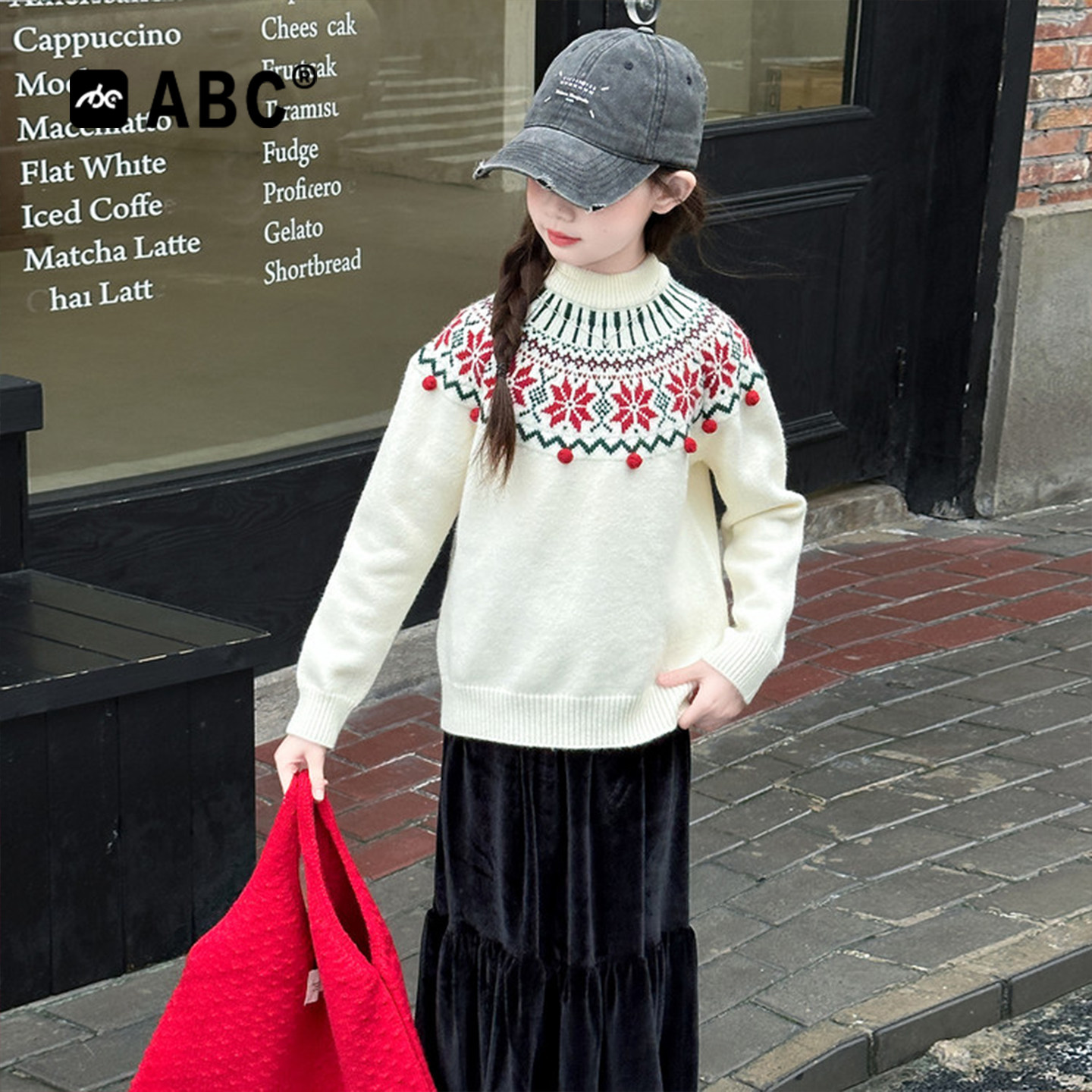 ABC女童毛衣秋冬2026新款洋气儿童女孩套头加厚打底针织衫上衣潮