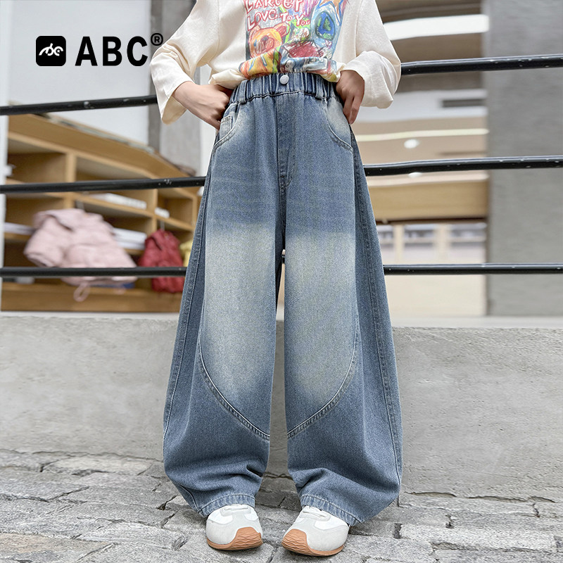 ABC女童春秋阔腿牛仔裤6-12岁