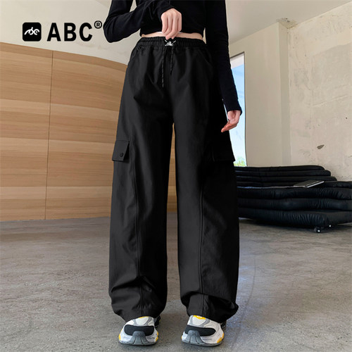 ABC女童裤子2026新款春秋女孩直筒裤休闲儿童运动裤中大童工装裤