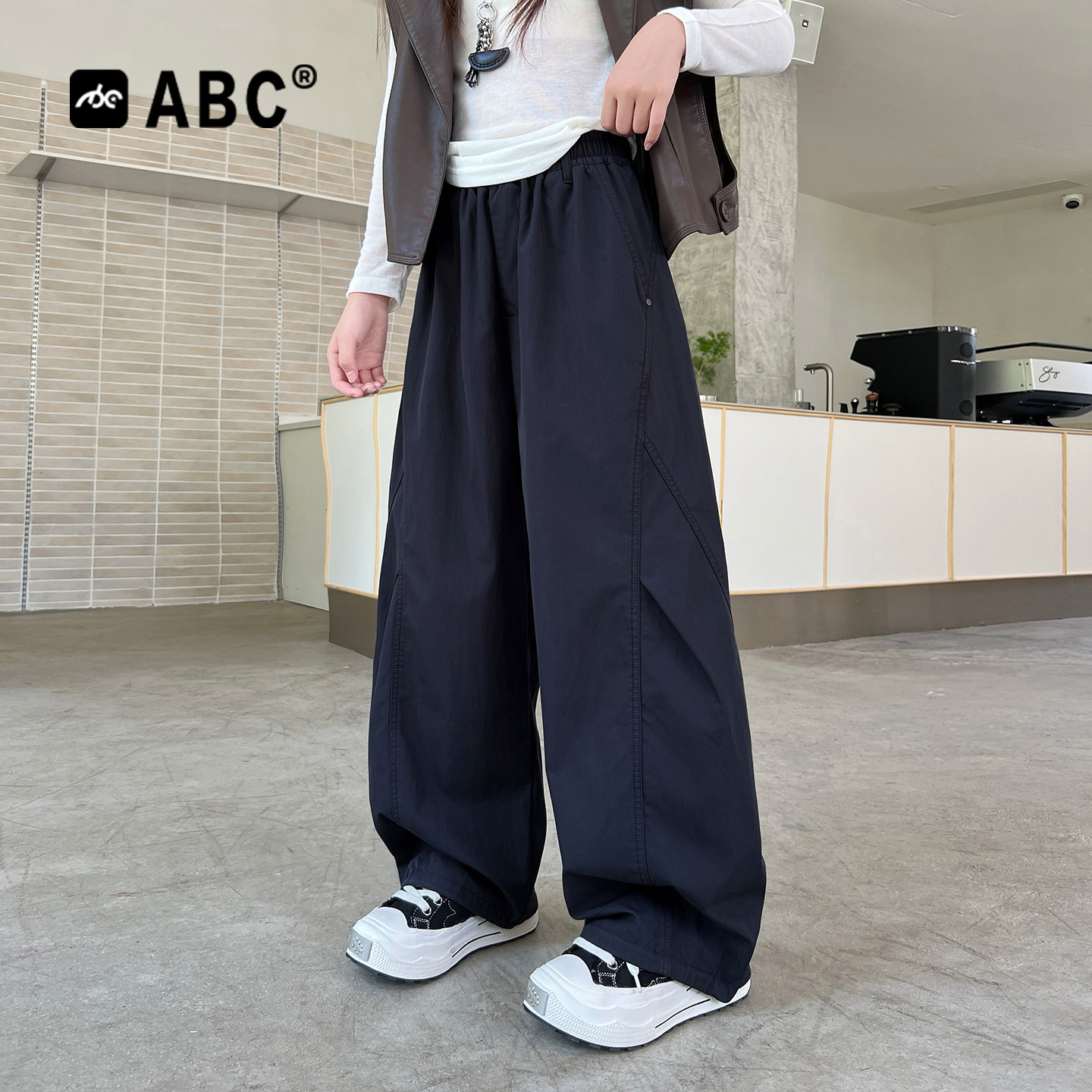 ABC女童春秋宽松直筒运动裤图片