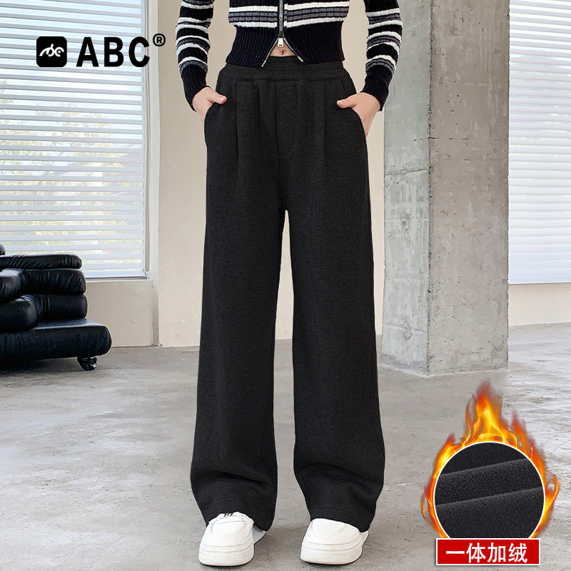 ABC女童秋冬加绒休闲卫裤2025新