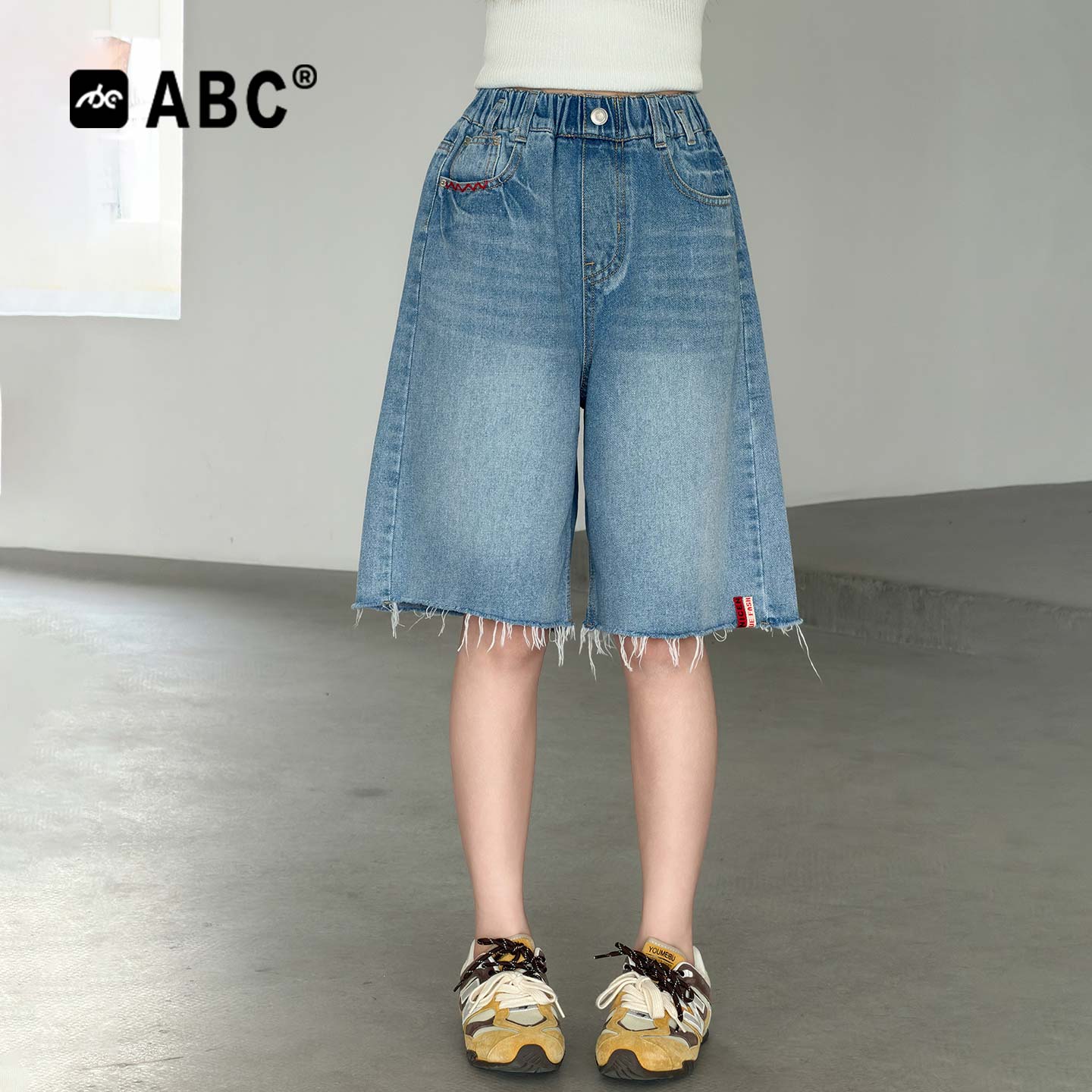 ABC女童夏季韩系牛仔五分裤