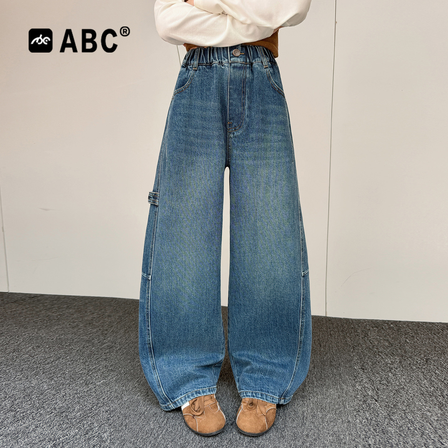ABC女童春秋新款阔腿牛仔裤图片