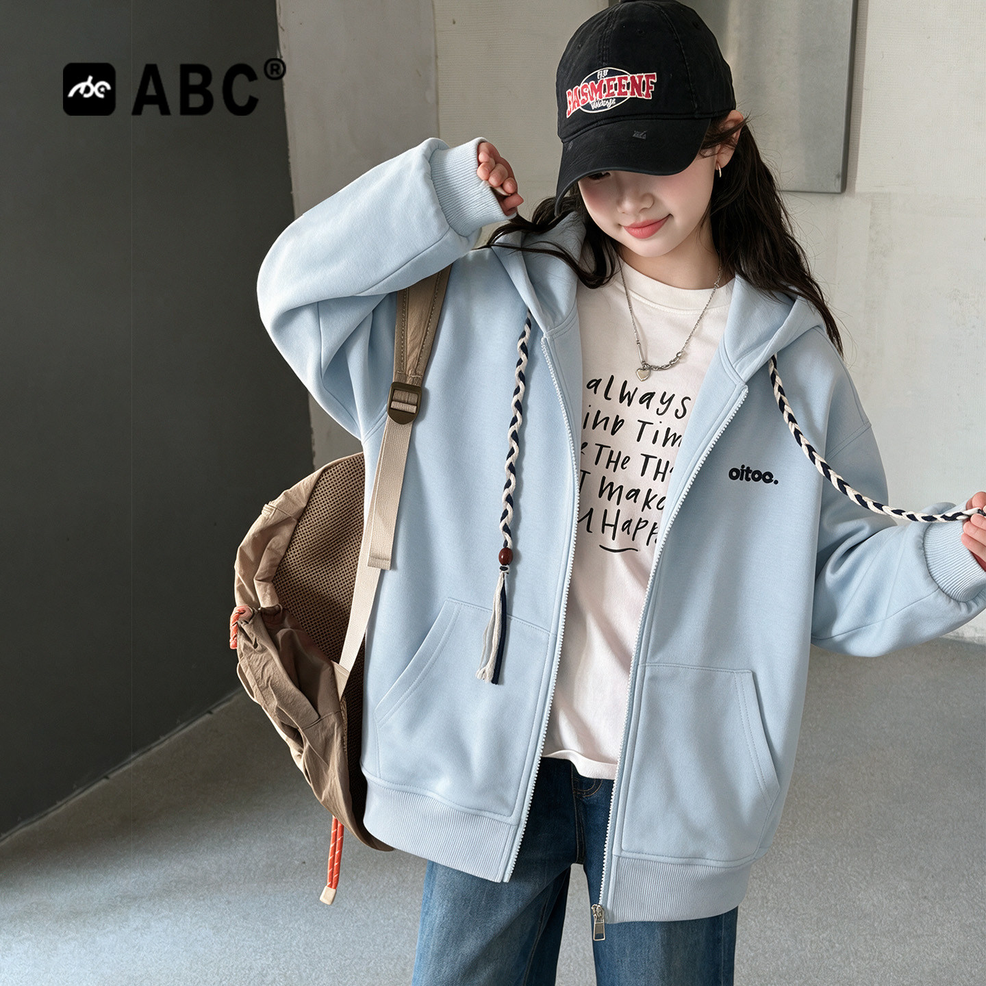 ABC女童春秋连帽上衣潮百搭