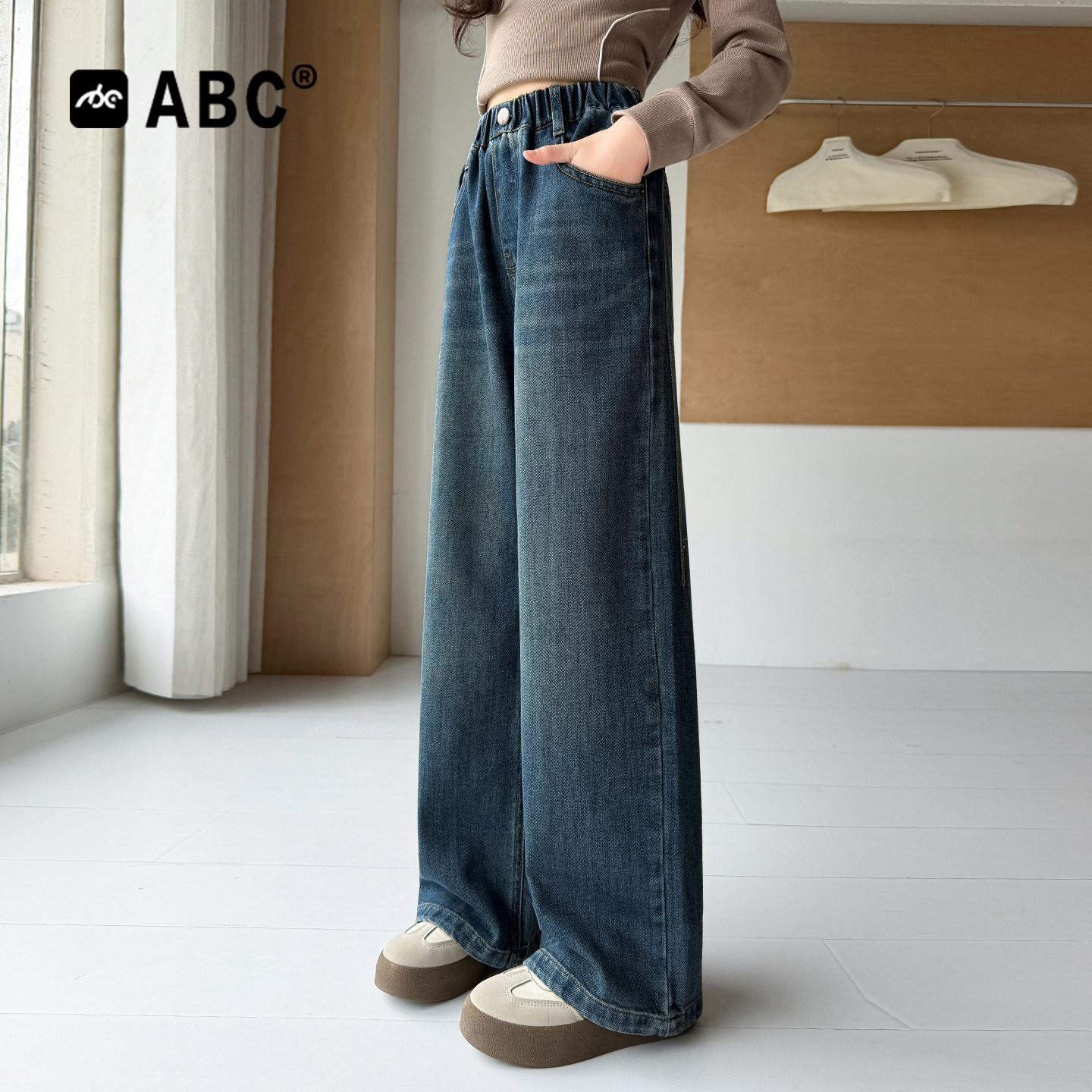 ABC女童春秋新款牛仔直筒裤