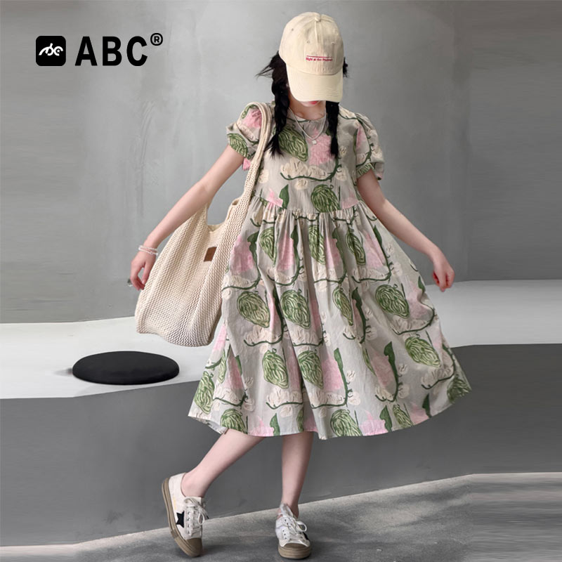 ABC女童夏季公主碎花连衣裙