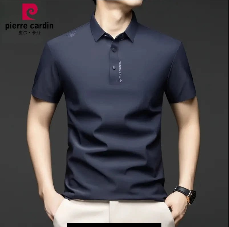 皮尔卡丹夏季速干冰丝短袖t恤男士翻领Polo衫休闲高档无痕半上衣