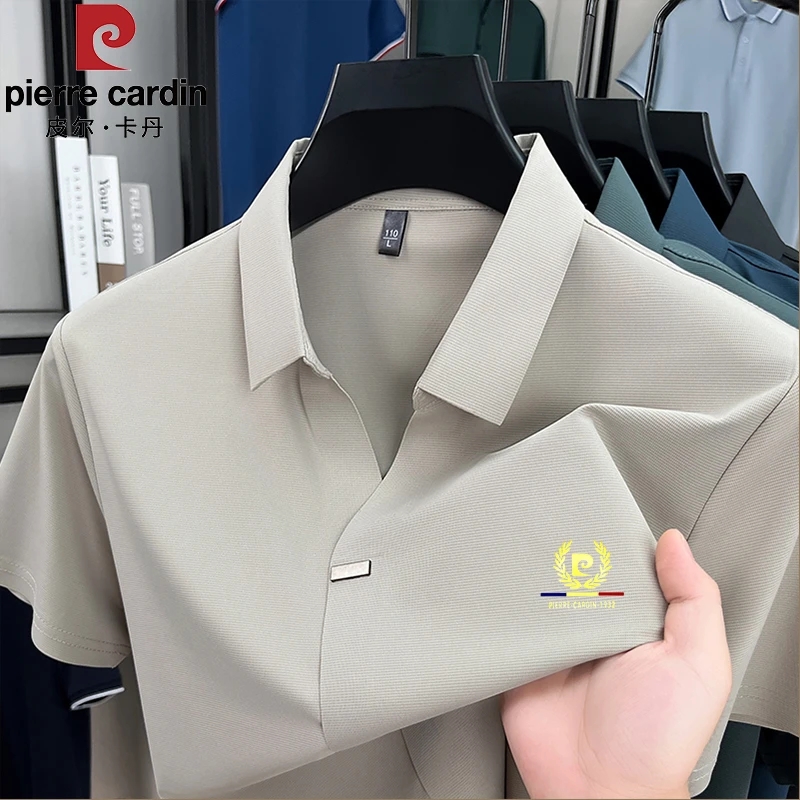 皮尔卡丹桑蚕丝短袖T恤男POLO衫