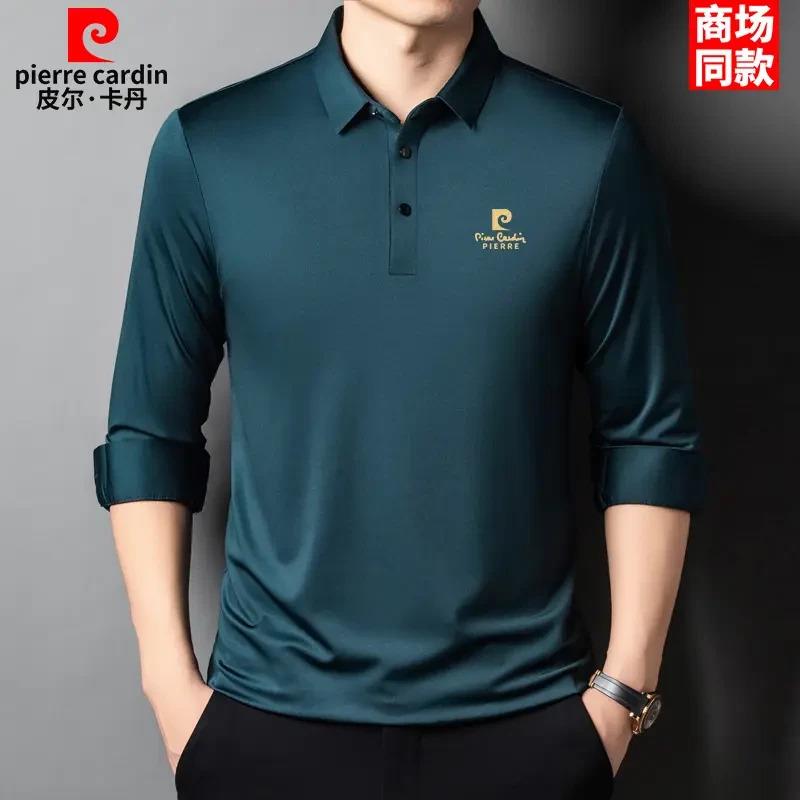 皮尔卡丹桑蚕丝长袖T恤男POLO衫