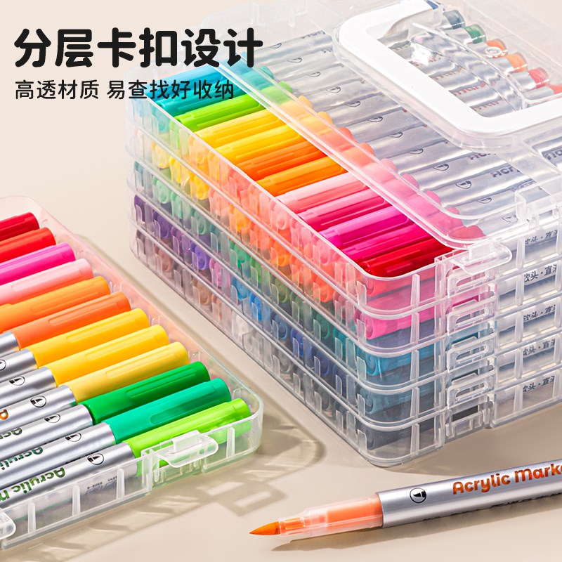直液式软头丙烯马克笔水彩笔套装不透色防水DIY涂鸦彩色绘画笔小