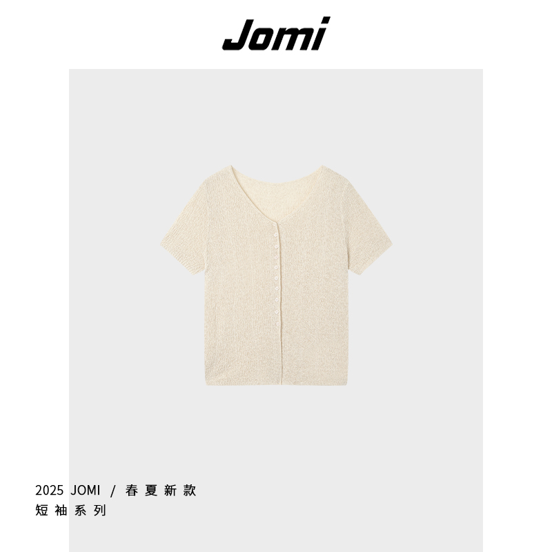 【妮妮推荐】JOMI夏季2025新款透气百搭短袖针织衫JDK98015