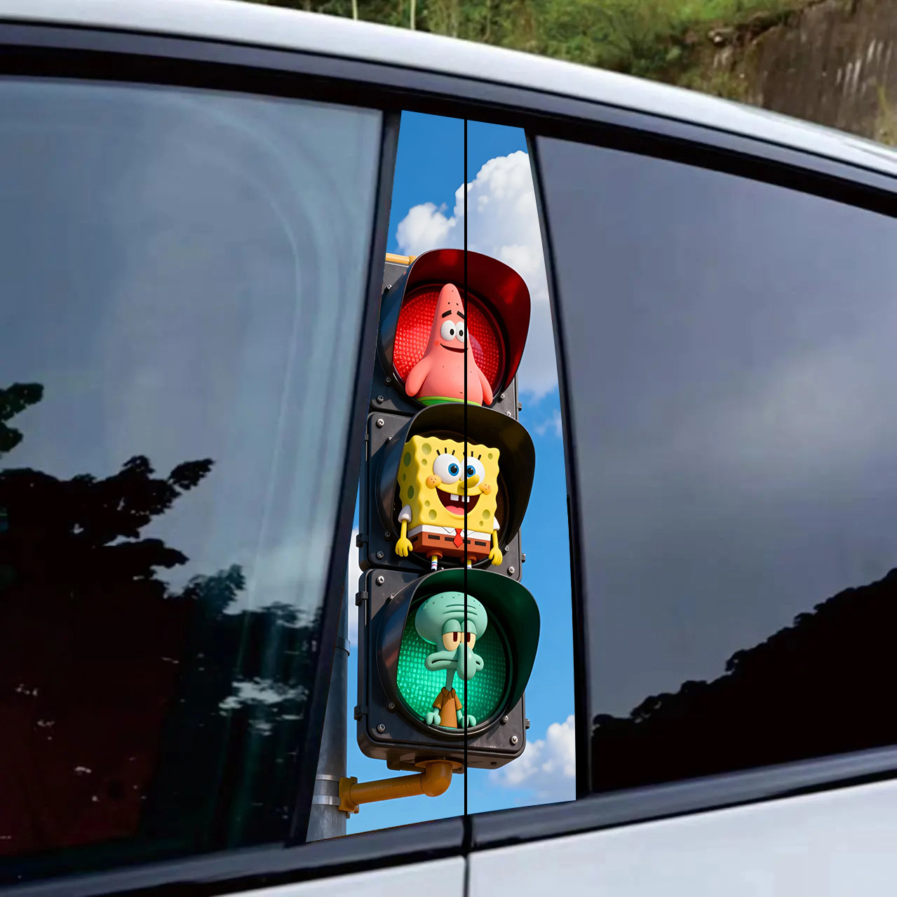 海绵宝宝汽车中柱贴纸车窗个性