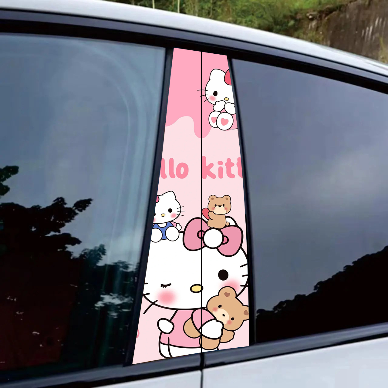 凯蒂猫汽车中柱贴纸车窗个性创意