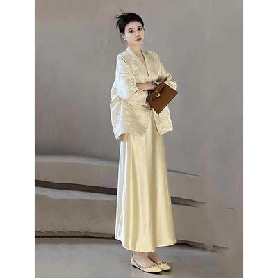 2025春季穿搭一整套高级感独特漂亮新中式国风外套上衣半身裙套装