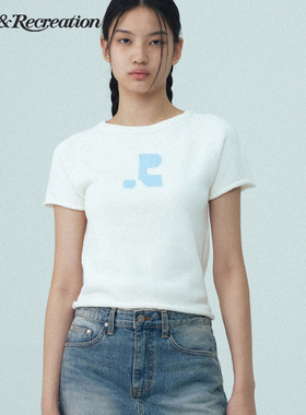 【明星同款】RestandRecreation2025新款RR修身显瘦针织短袖女