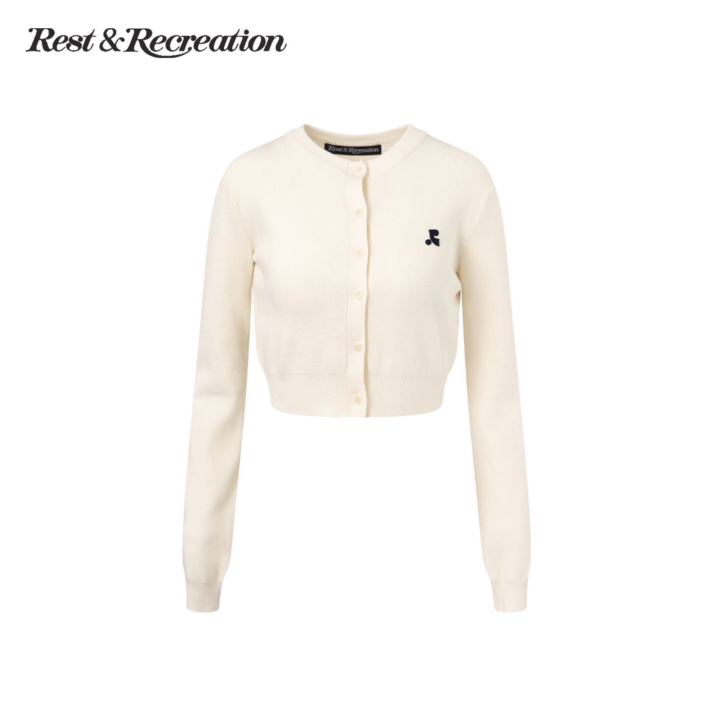 RR辣妹短款logo刺绣针织开衫