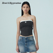 RestandRecreation官方刺绣logo辣妹RR条纹抹胸背心2025新款 女夏