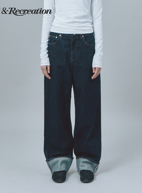 RestandRecreation官方RR秋冬翻边设计感纯棉宽松牛仔裤男女同款