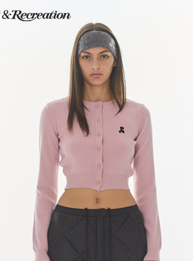 【明星同款】RestandRecreation2025新款RR掐腰针织开衫短外套女