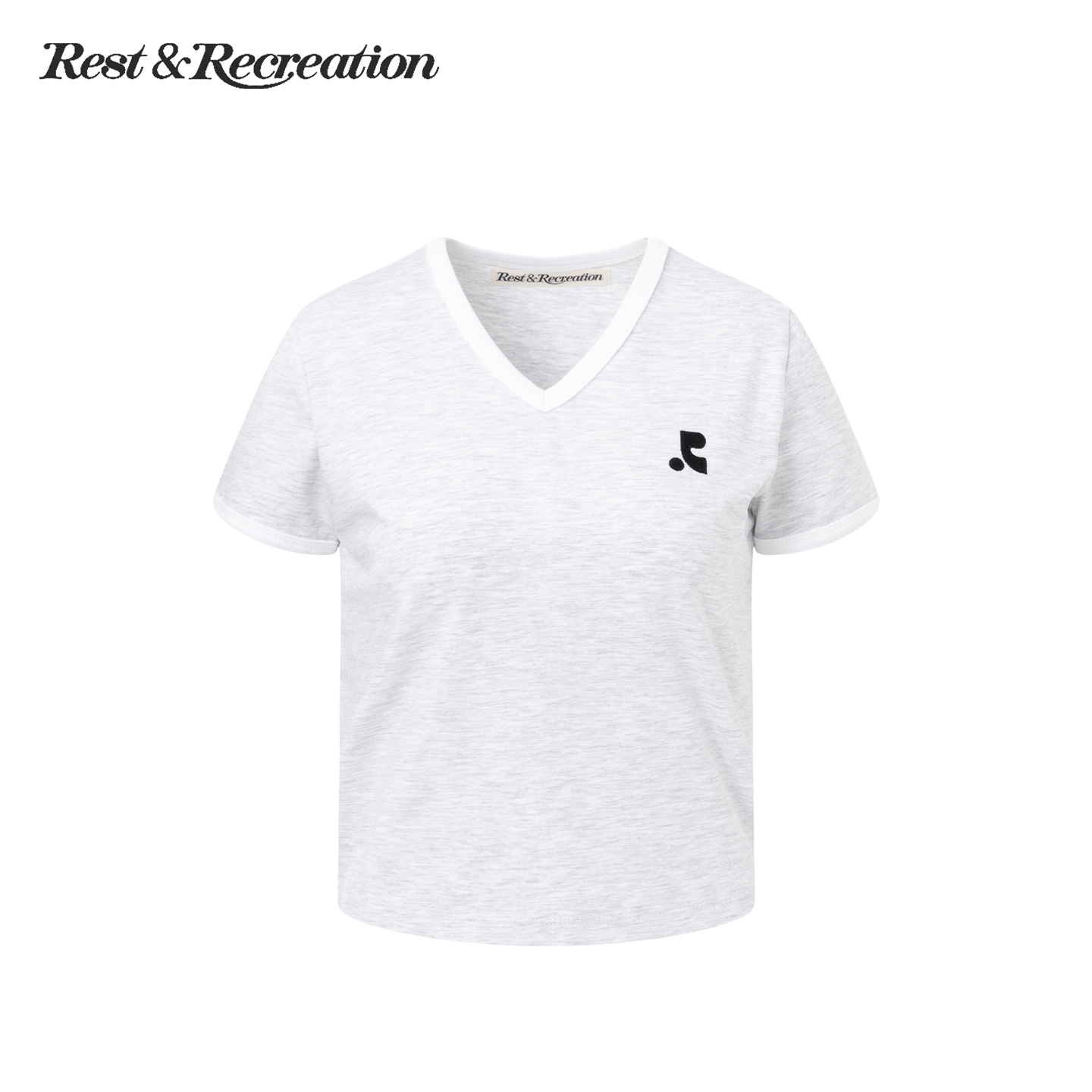 RR学院风V领刺绣logo短袖T恤